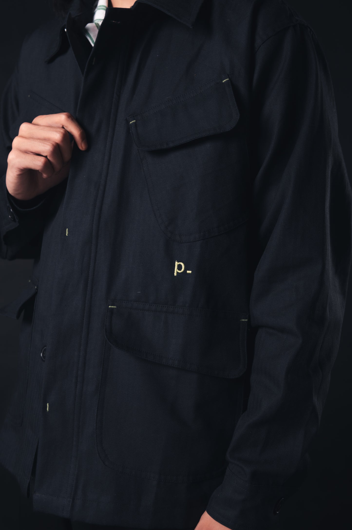 Black Herringbone Essential Jungle Field Jacket